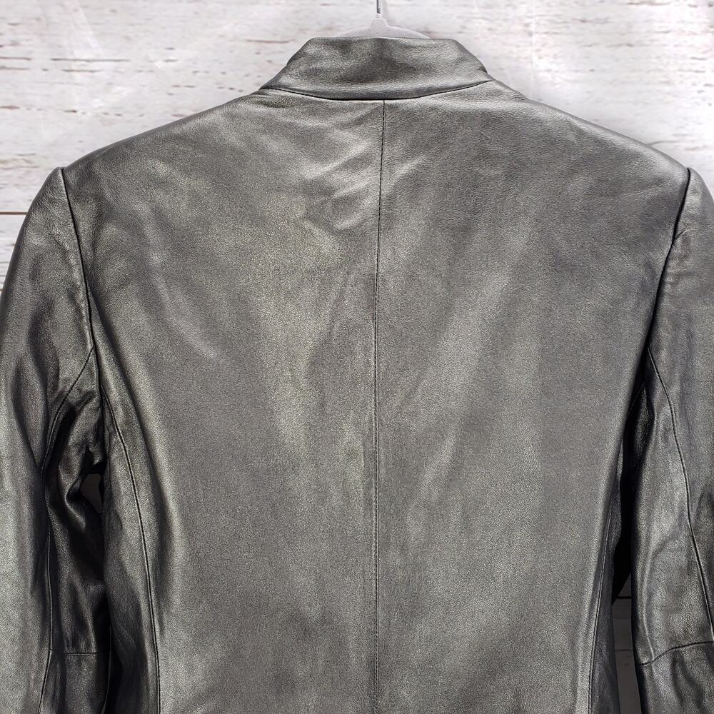 Jones New York Women's Gray Soft Leather Button Front Jacket Size 8 - Picture 14 of 15